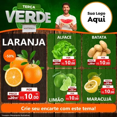 Modelo de Rede Social para Feed Facebook com o tema Terça Verde para Hortifrúti
