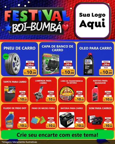 Modelo de Rede Social para Feed Instagram com o tema Festival Boi-Bumbá para Auto peças