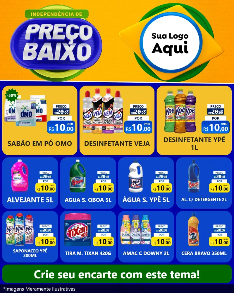 Modelo de Rede Social para Feed Instagram com o tema Independência de Preço Baixo para Produtos de Limpeza