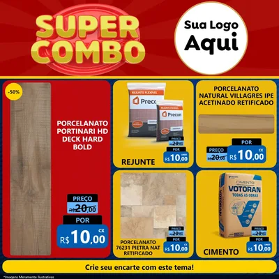 Modelo de Rede Social para Feed Facebook com o tema Super Combo para Pisos e revestimentos