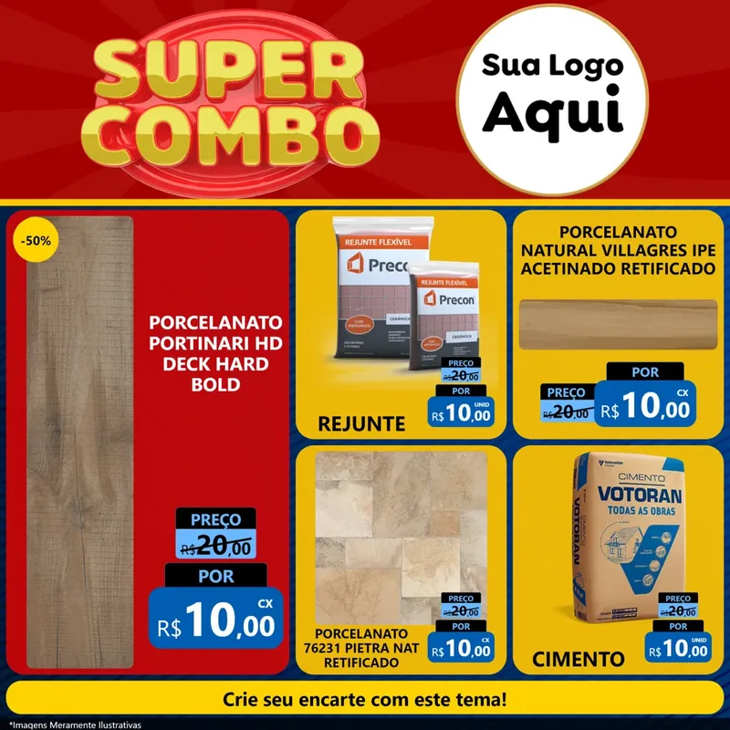 Modelo de Rede Social para Feed Facebook com o tema Super Combo para Pisos e revestimentos