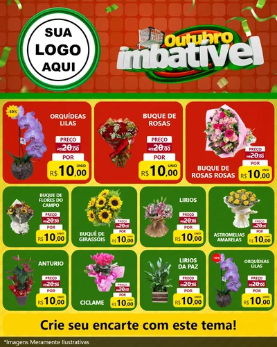 Modelo de Rede Social para Feed Instagram com o tema Outubro Imbatível para Floricultura e jardim