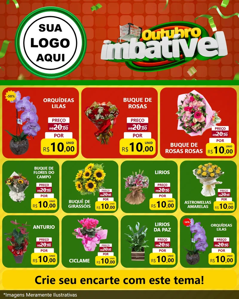 Modelo de Rede Social para Feed Instagram com o tema Outubro Imbatível para Floricultura e jardim