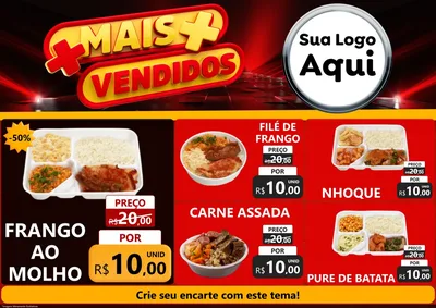 Modelo de Encarte para Encarte A4 Horizontal com o tema Mais Vendidos para Restaurante