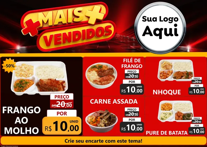 Modelo de Encarte para Encarte A4 Horizontal com o tema Mais Vendidos para Restaurante