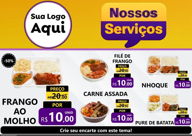 Modelo de Encarte para Encarte A4 Horizontal com o tema Nossos Serviços para Restaurante