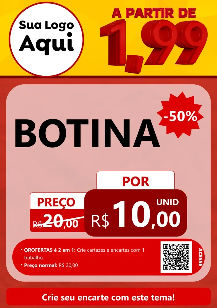 Modelo de Cartaz para Cartaz A4 Vertical com o tema A Partir de Um e Noventa e Nove - 1,99 para Agropecuária