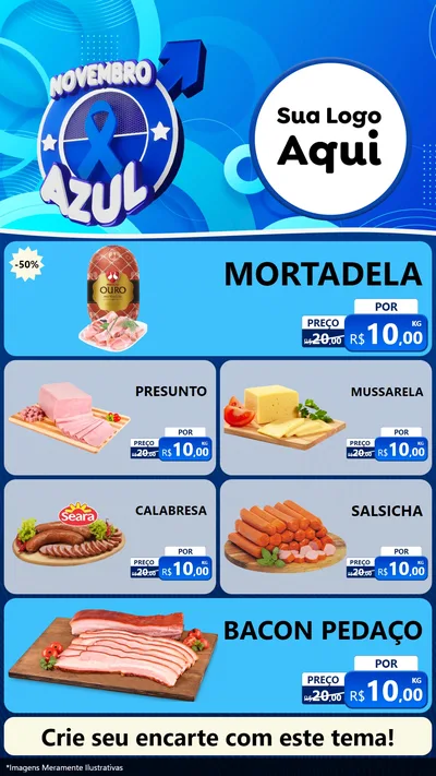 Modelo de TV para TV Vertical com o tema Novembro Azul para Frios e Laticínios