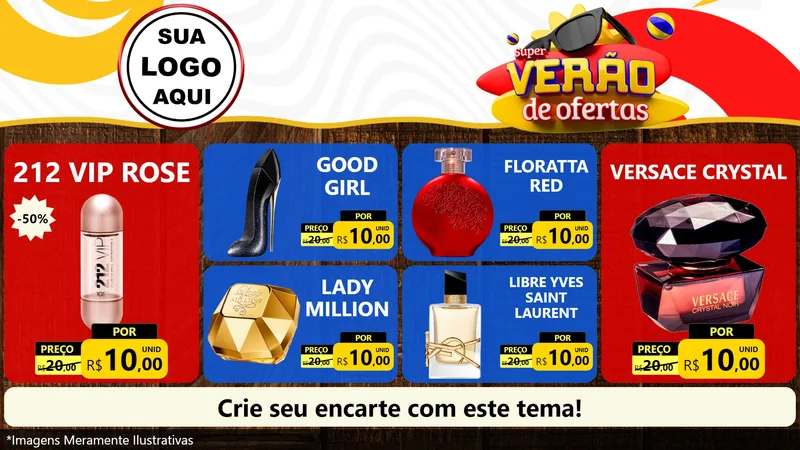 Modelo de TV para TV Horizontal com o tema Super Verão de Ofertas para Perfumes