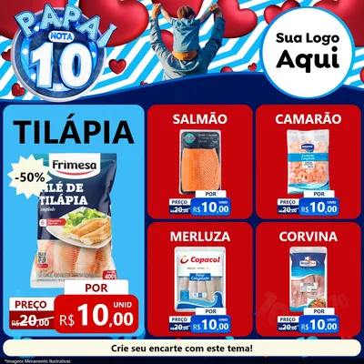 Modelo de Rede Social para Feed Facebook com o tema Papai Nota 10 para Peixaria