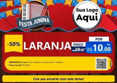Modelo de Cartaz para Cartaz A4 Horizontal com o tema Festa Junina para Hortifrúti