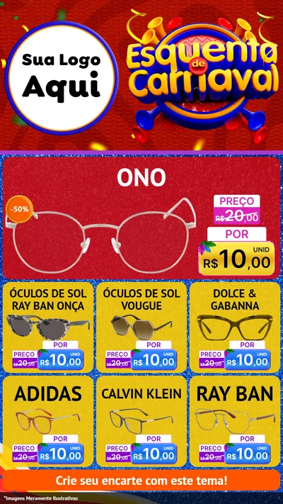 Modelo de Rede Social para Stories com o tema Esquenta de Carnaval para Óticas