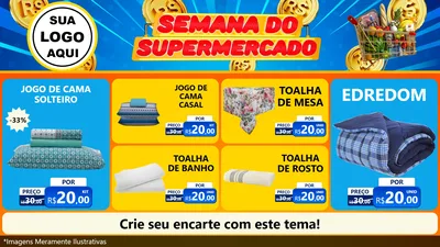 Modelo de TV para TV Horizontal com o tema Semana do Supermercado para Cama, Mesa e Banho