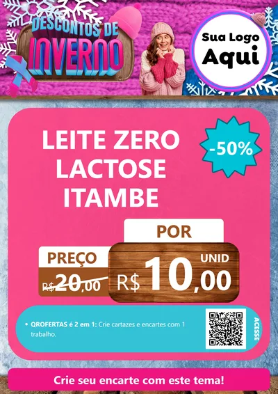 Modelo de Cartaz para Cartaz A4 Vertical com o tema Descontos de Inverno para Frios e Laticínios