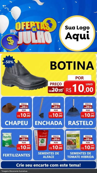 Modelo de Rede Social para Stories com o tema Ofertas de Julho para Agropecuária