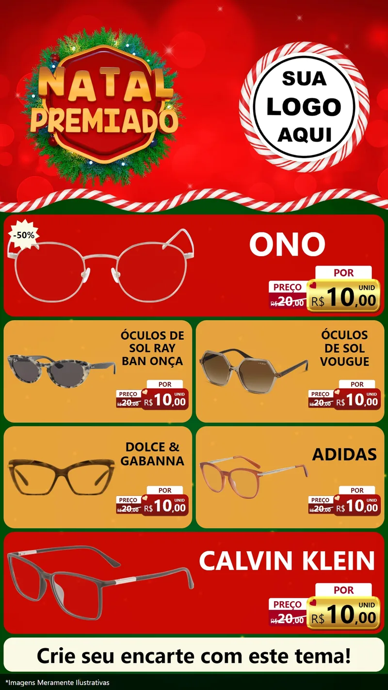 Modelo de TV para TV Vertical com o tema Natal Premiado para Óticas