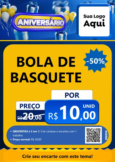 Modelo de Cartaz para Cartaz A4 Vertical com o tema Aniversário para Artigos Esportivos