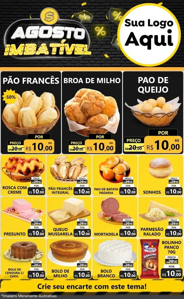 Modelo de Encarte para Encarte Grande com o tema Agosto Imbatível para Padaria