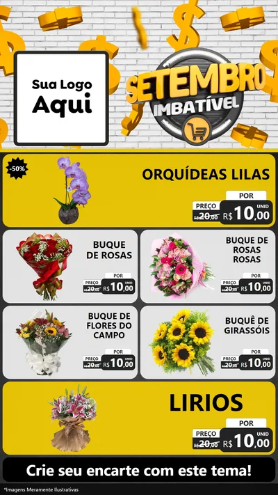 Modelo de TV para TV Vertical com o tema Setembro Imbatível para Floricultura e jardim