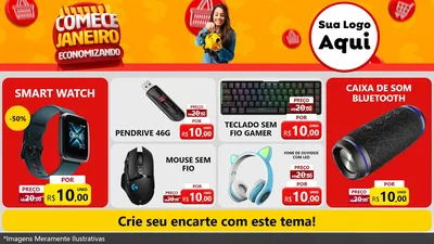 Modelo de TV para TV Horizontal com o tema Comece Janeiro Economizando para Informática