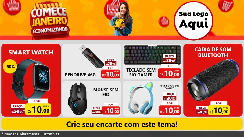Modelo de TV para TV Horizontal com o tema Comece Janeiro Economizando para Informática