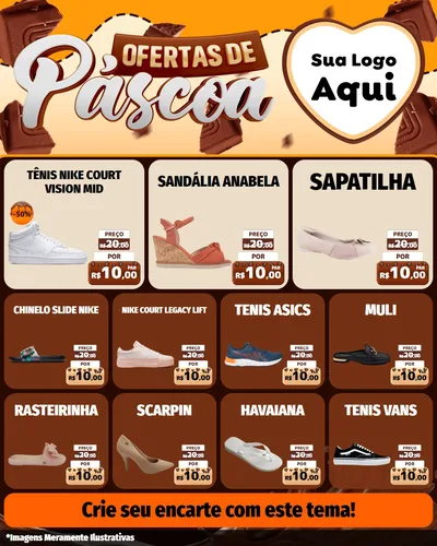 Modelo de Rede Social para Feed Instagram com o tema Ofertas de Páscoa para Calçados