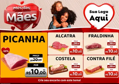 Modelo de Encarte para Encarte A4 Horizontal com o tema Mês das Mães para Açougue