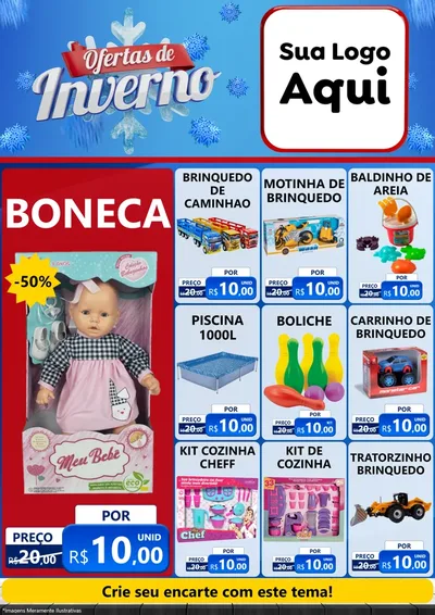Modelo de Encarte para Encarte A4 Vertical com o tema Ofertas de Inverno para Brinquedos