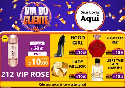 Modelo de Encarte para Encarte A4 Horizontal com o tema Dia do Cliente para Perfumes