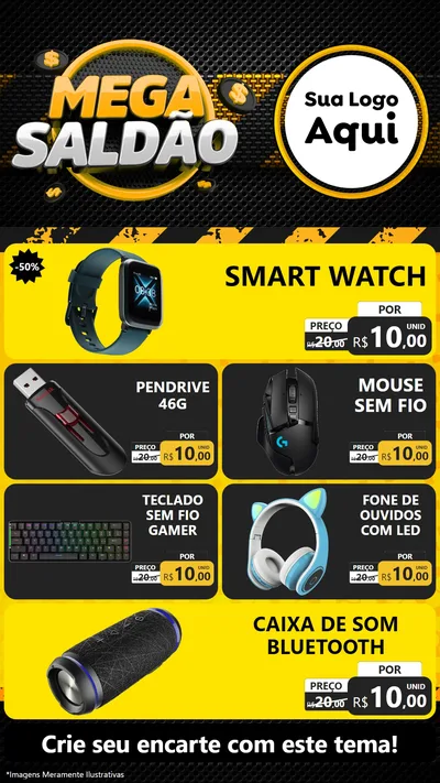 Modelo de TV para TV Vertical com o tema Mega Saldão para Informática