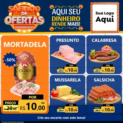 Modelo de Rede Social para Feed Facebook com o tema Sábado de Ofertas Imperdíveis para Frios e Laticínios