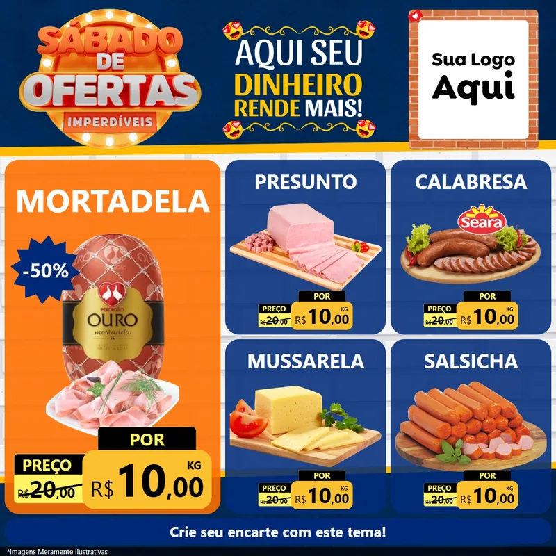 Modelo de Rede Social para Feed Facebook com o tema Sábado de Ofertas Imperdíveis para Frios e Laticínios