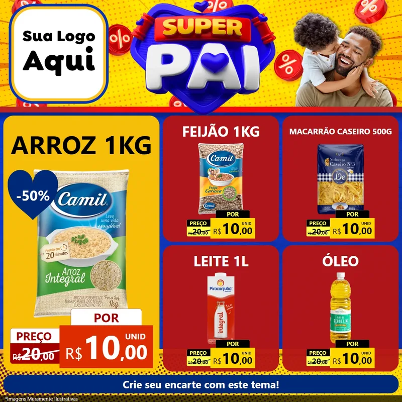 Modelo de Rede Social para Feed Facebook com o tema Super Pai para Supermercado