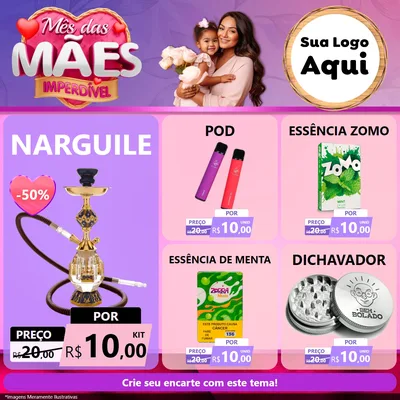 Modelo de Rede Social para Feed Facebook com o tema Mês das Mães Imperdível para Tabacaria