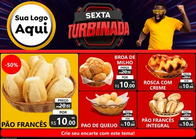 Modelo de Encarte para Encarte A4 Horizontal com o tema Sexta Turbinada para Padaria
