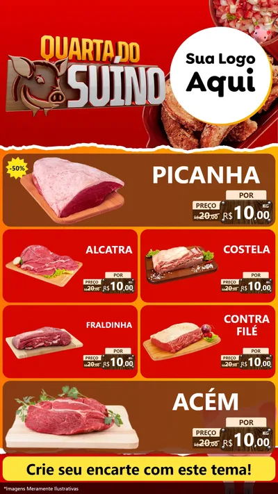 Modelo de TV para TV Vertical com o tema Quarta do Suíno para Açougue