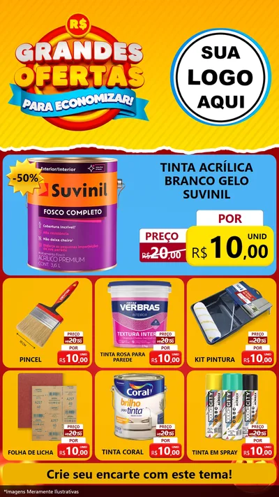 Modelo de Rede Social para Stories com o tema Grandes Ofertas Para Economizar! para Tintas e Ferramentas