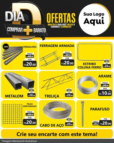 Modelo de Rede Social para Feed Instagram com o tema Dia D Mais Economia para Ferragens