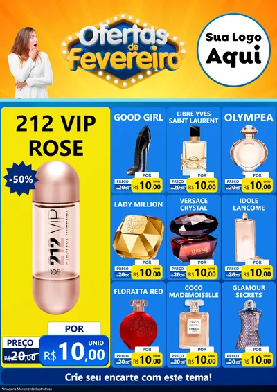 Modelo de Encarte para Encarte A4 Vertical com o tema Ofertas de Fevereiro para Perfumes