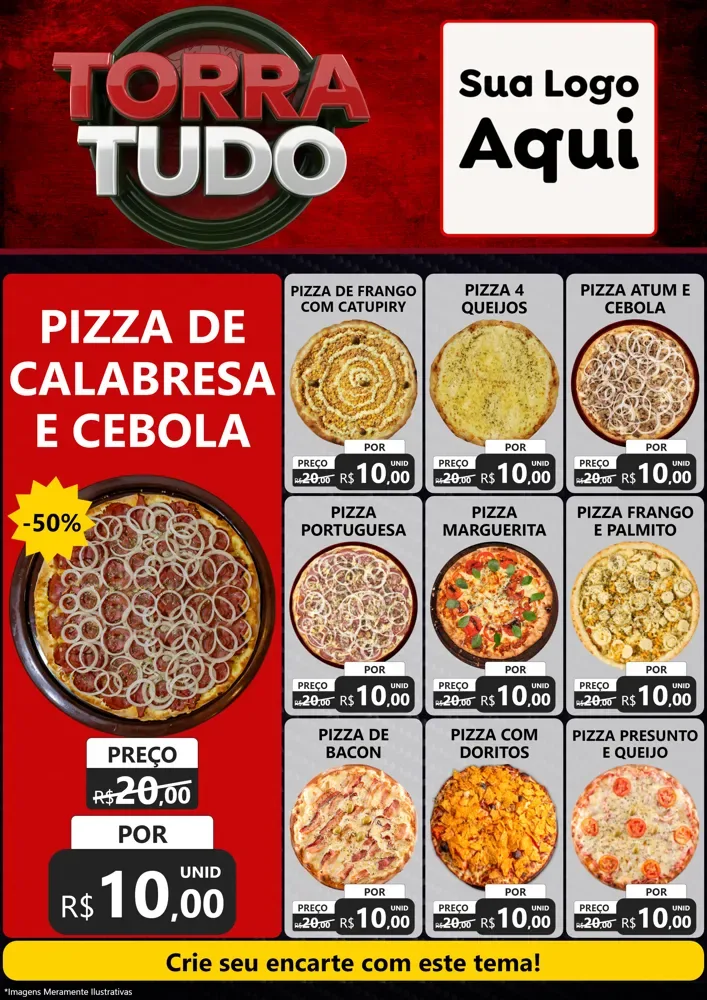 Modelo de Encarte para Encarte A4 Vertical com o tema Torra Tudo para Pizzaria