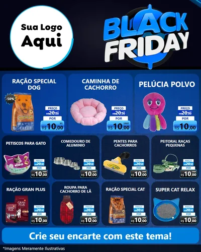 Modelo de Rede Social para Feed Instagram com o tema Black Friday para Pet Shop