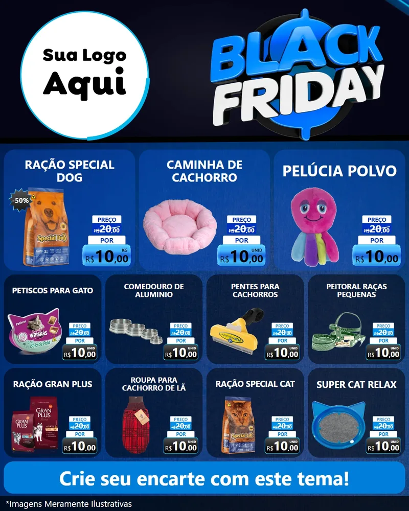 Modelo de Rede Social para Feed Instagram com o tema Black Friday para Pet Shop