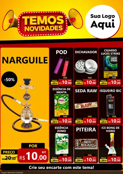 Modelo de Encarte para Encarte A4 Vertical com o tema Temos Novidades para Tabacaria