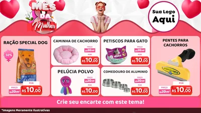 Modelo de TV para TV Horizontal com o tema Mês da Mulher para Pet Shop