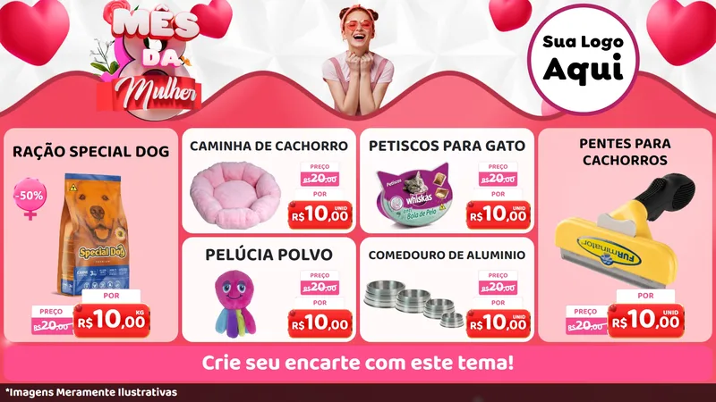 Modelo de TV para TV Horizontal com o tema Mês da Mulher para Pet Shop