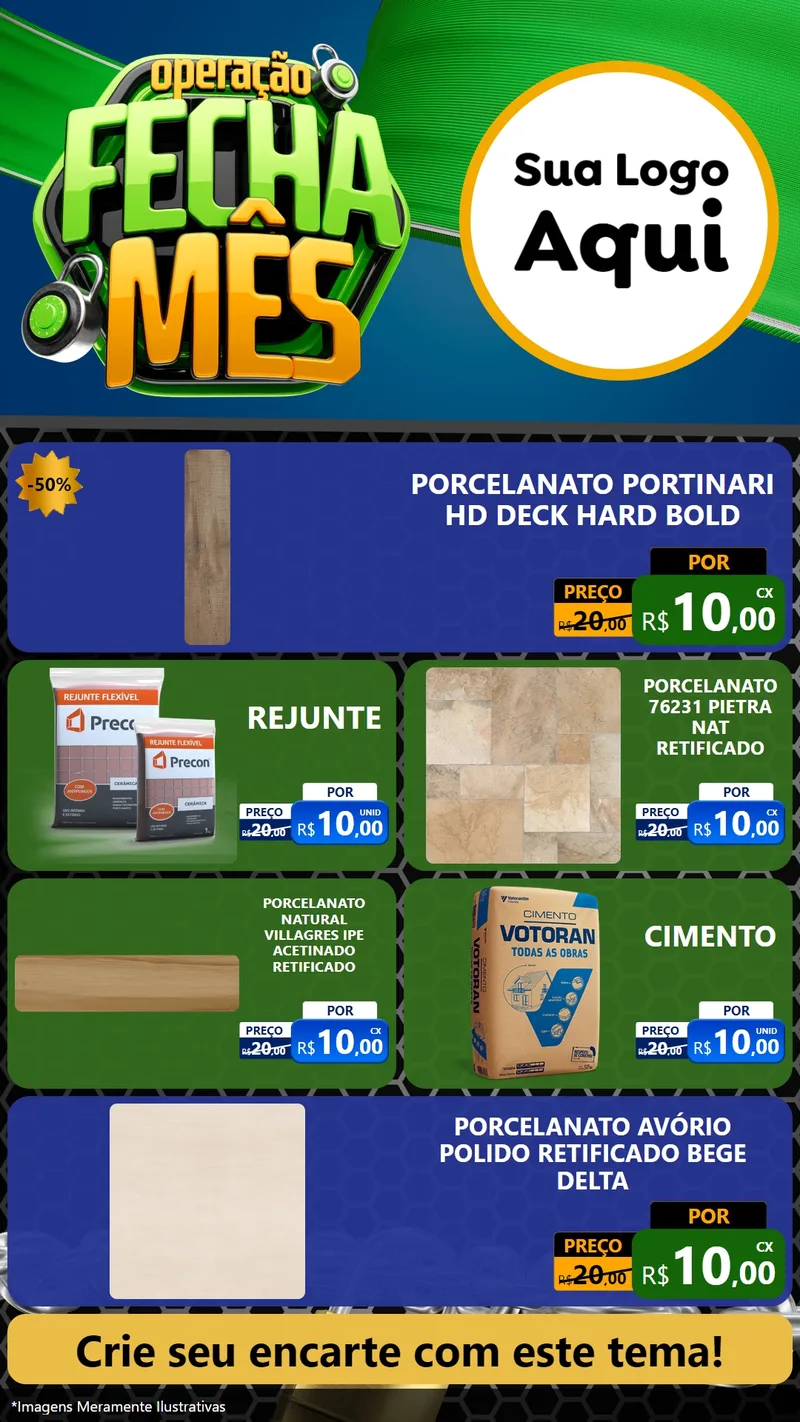 Modelo de TV para TV Vertical com o tema Operação Fecha Mês para Pisos e revestimentos