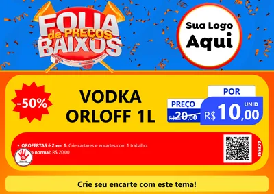 Modelo de Cartaz para Cartaz A4 Horizontal com o tema Folia de Preços Baixos para Distribuidora de bebidas