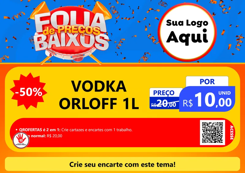 Modelo de Cartaz para Cartaz A4 Horizontal com o tema Folia de Preços Baixos para Distribuidora de bebidas