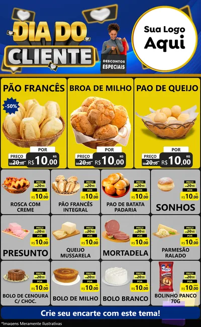 Modelo de Encarte para Encarte Grande com o tema Dia Do Cliente para Padaria