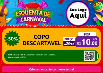 Modelo de Cartaz para Cartaz A4 Horizontal com o tema Esquenta de Carnaval para Embalagens